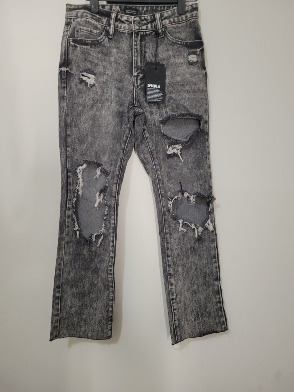 NWT Special A Black Acid Wash Distressed Jeans